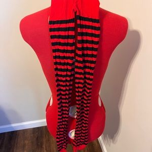 Red/black striped ladies tights SMALL